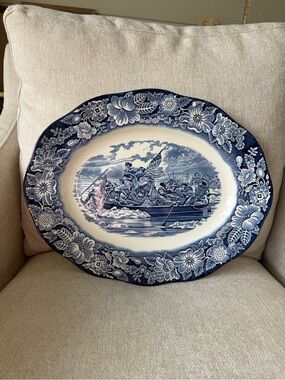 Vintage Staffordshire Liberty Blue Ironstone transferware Oval Serving Platter